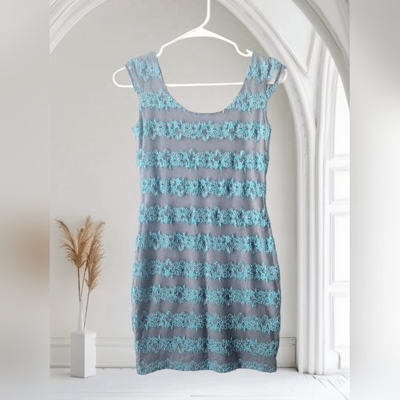Candie's Dresses & Skirts - Candies Grey And Blue Mesh Dress Juniors Size Medium